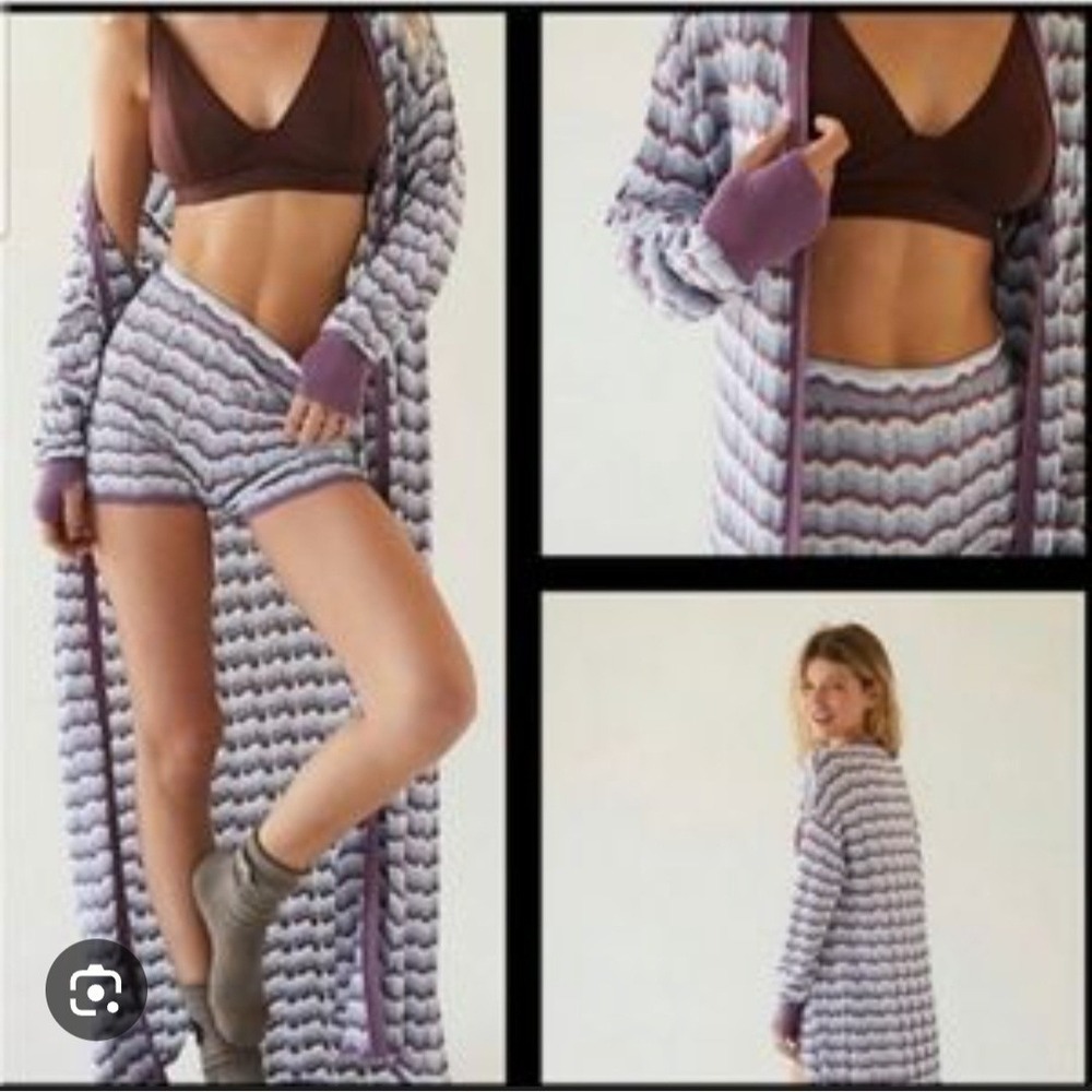 Intimately Free People Lounge Swift Open Cardigan Duster Lavender Blue.